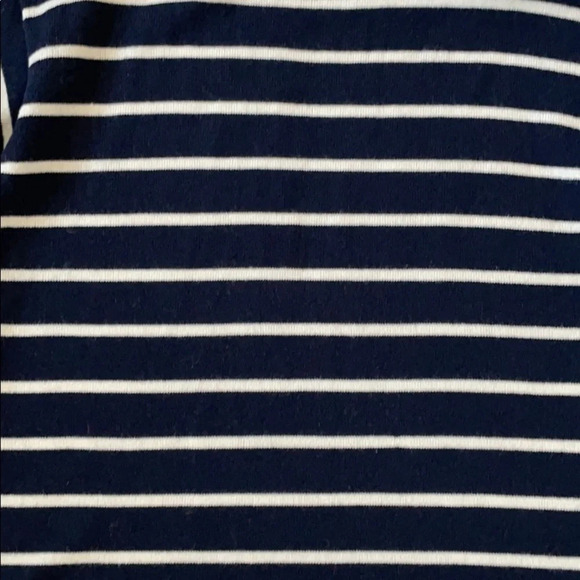 Liz Claiborne Wool Blend Navy Stripe Mock Neck Nautical Sweater SZ Petite Small - Picture 5 of 10